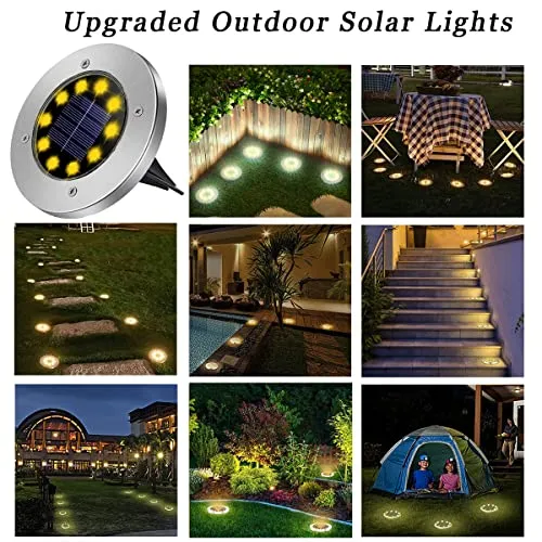 Upgraded Solar Garden Lights Waterproof Bright in-Ground Outdoor Landscape Lighting for Pathway Lawn Patio Yard Deck Walkway (12 Pack)