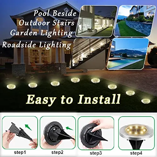 Upgraded Solar Garden Lights Waterproof Bright in-Ground Outdoor Landscape Lighting for Pathway Lawn Patio Yard Deck Walkway (12 Pack)