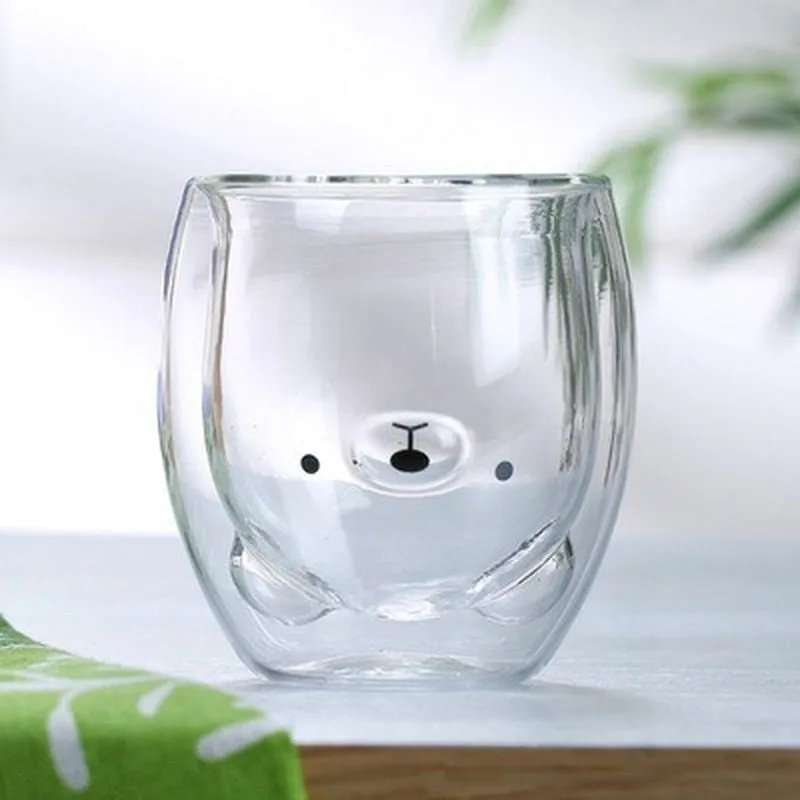 Upside Down Bear Glass Cup