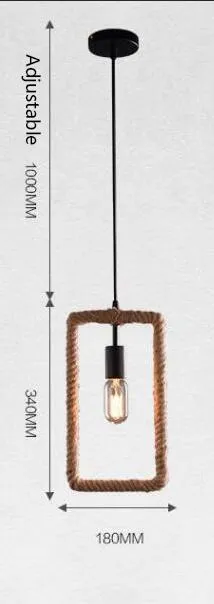 Vintage Iorn Painted Creative Geometric Rope Pendant Lights LED Pendant Lamp For Living Room Bedroom Hallway Kitchen Cafe