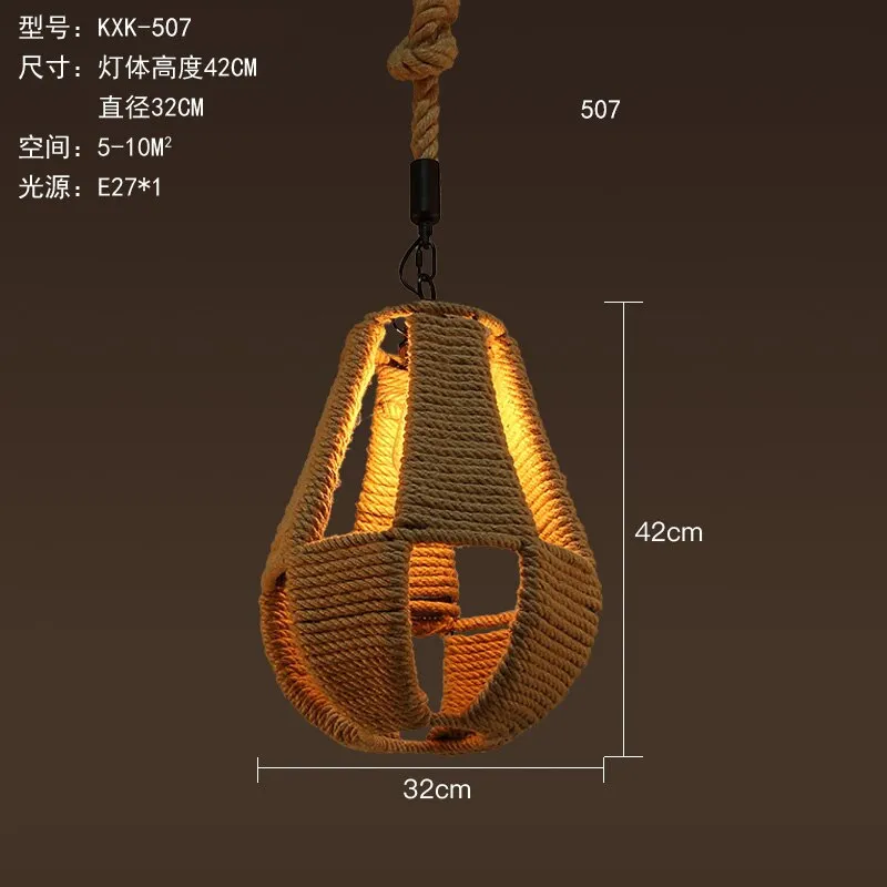 Vintage Retro Hemp Rope Industrial Pendant Light for Living Room Home Design Kitchen Light Fixtures Restaurant Bar Loft