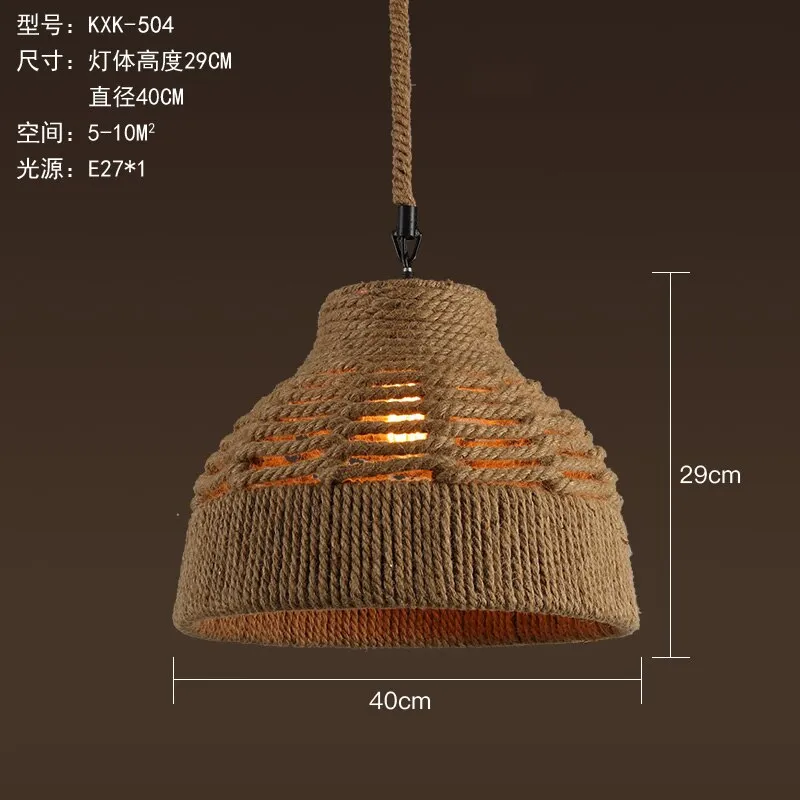 Vintage Retro Hemp Rope Industrial Pendant Light for Living Room Home Design Kitchen Light Fixtures Restaurant Bar Loft