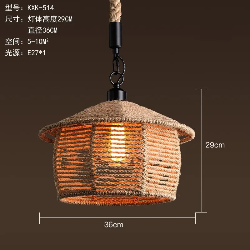 Vintage Retro Hemp Rope Industrial Pendant Light for Living Room Home Design Kitchen Light Fixtures Restaurant Bar Loft