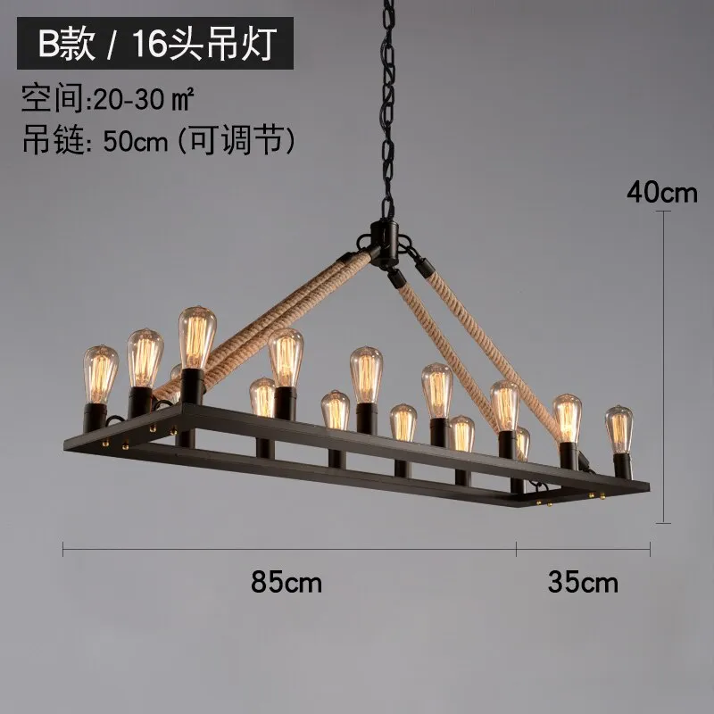 Vintage Retro Hemp Rope Industrial Pendant Light for Living Room Home Design Kitchen Light Fixtures Restaurant Bar Loft