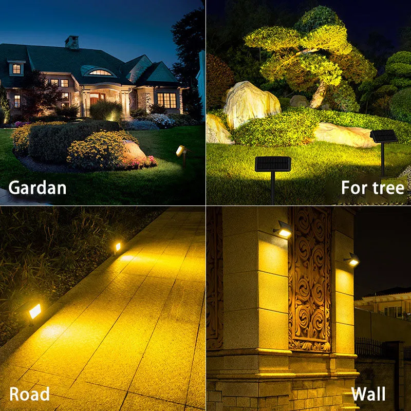 Waterproof Solar Spot Lights Outdoor Led Light Garden Stake Lights for Pathway Pool Area Tree Auto On/Off