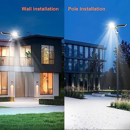 WERISE 4000W Outdoor Solar Street Lights Motion Sensor, Dusk to Dawn Solar Parking Lot Light with Remote Control, 6500K Daylight White LED Solar Security Flood Light for Yard, Garden, Street