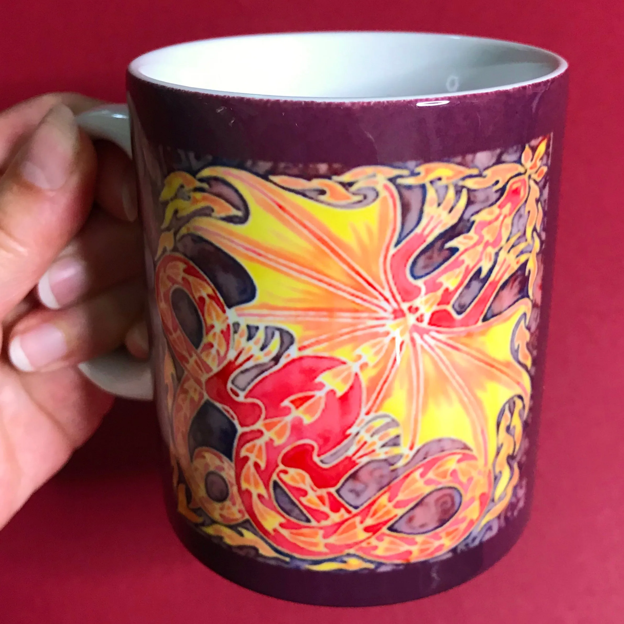 Winged Dragon Mug and Coaster box set or mug only - Red Mug Set - Western Dragon Mug Gift