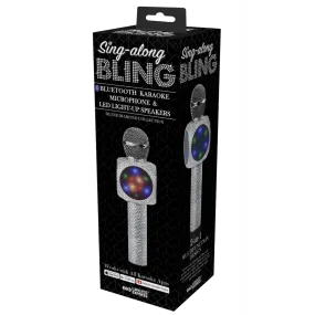 Wireless Express Sing-along Silver Bling Karaoke Microphone & Bluetooth Speaker All-in-one