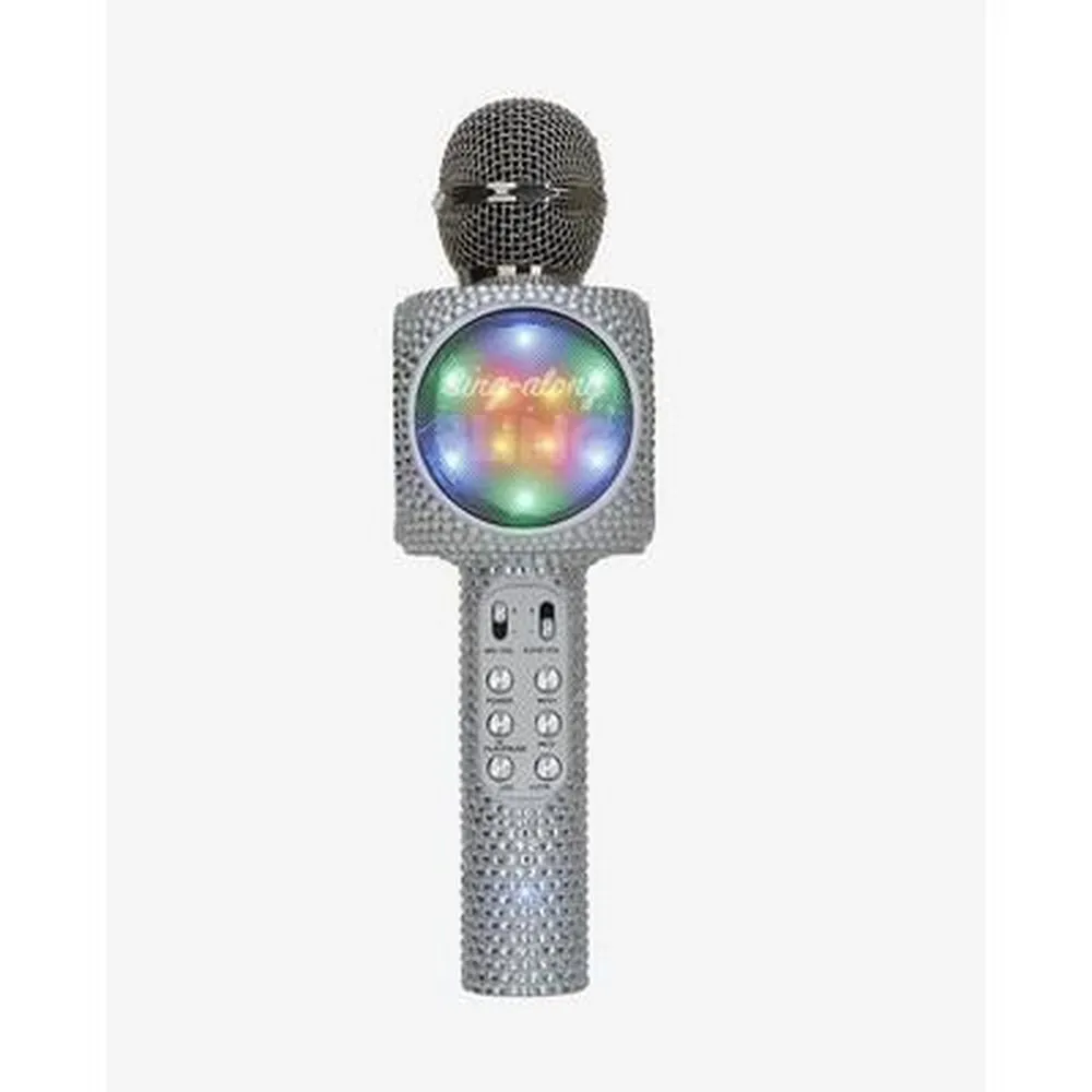 Wireless Express Sing-along Silver Bling Karaoke Microphone & Bluetooth Speaker All-in-one