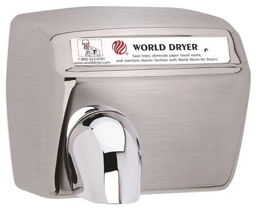 WORLD DRYER® DXA5-973 Model XA Series Hand Dryer - Brushed Stainless Steel Automatic Surface-Mounted