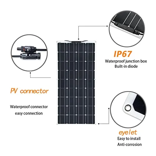 XINPUGUANG Flexible Solar Panel 200W 12V Solar Panel kit 2pcs 100w Monocrystalline Photovoltaic Module 20A Controller for Home,RV,Caravan,Boat and Other Battery Charger（200W