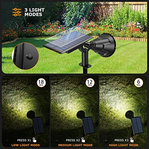 XTGTP Solar Spot Lights Outdoor, 21 LEDs, Auto On/Off with 3 Modes, IP67 Waterproof Solar Yard Spotlight Landscape Lighting Garden Wall Lights, 2Pack