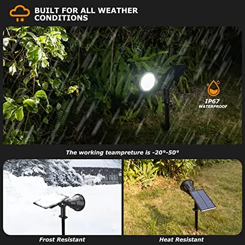 XTGTP Solar Spot Lights Outdoor, 21 LEDs, Auto On/Off with 3 Modes, IP67 Waterproof Solar Yard Spotlight Landscape Lighting Garden Wall Lights, 2Pack