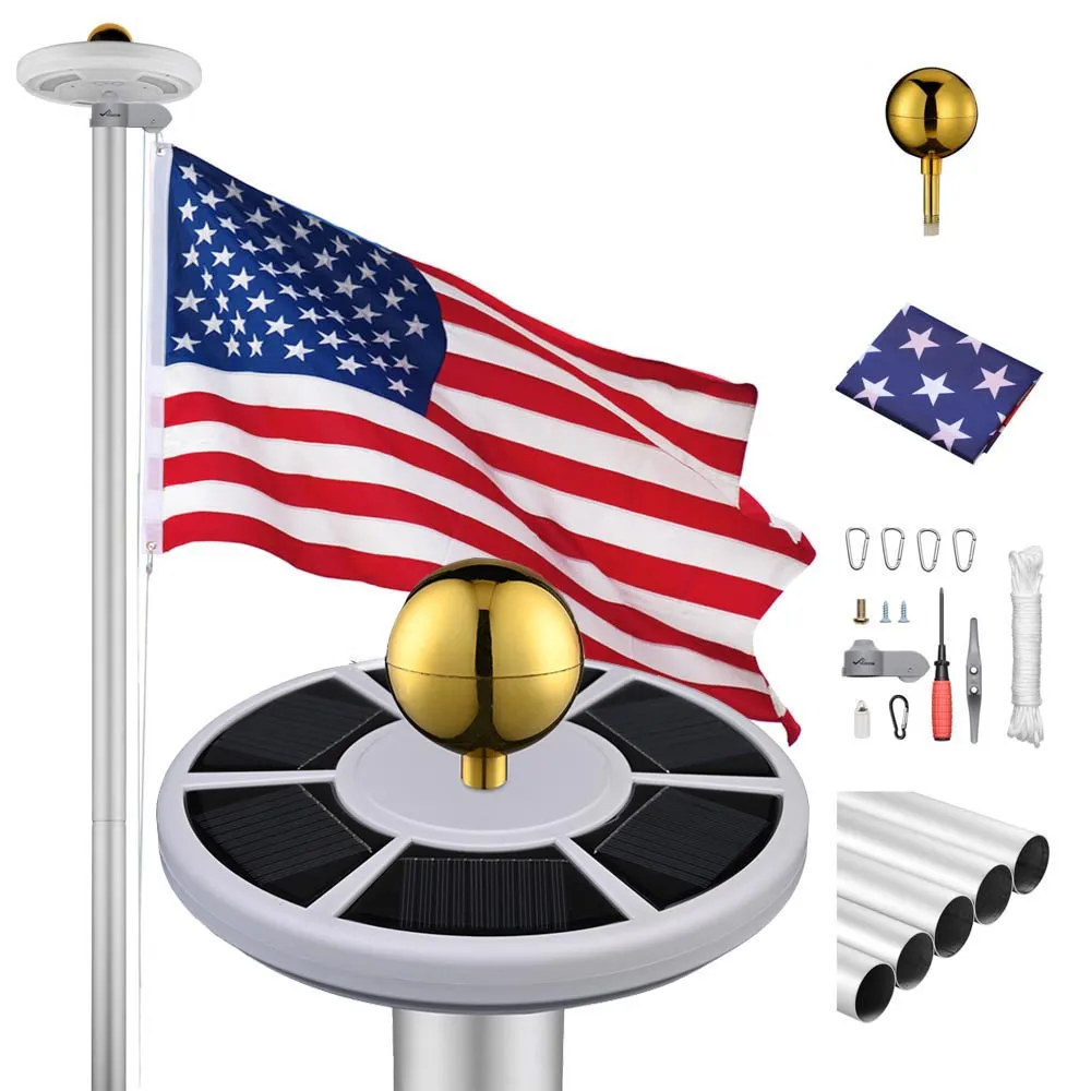 Yescom 30ft Sectional Flag Pole with Light