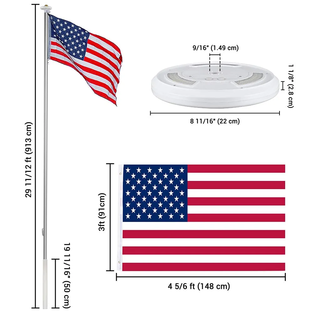 Yescom 30ft Sectional Flag Pole with Light