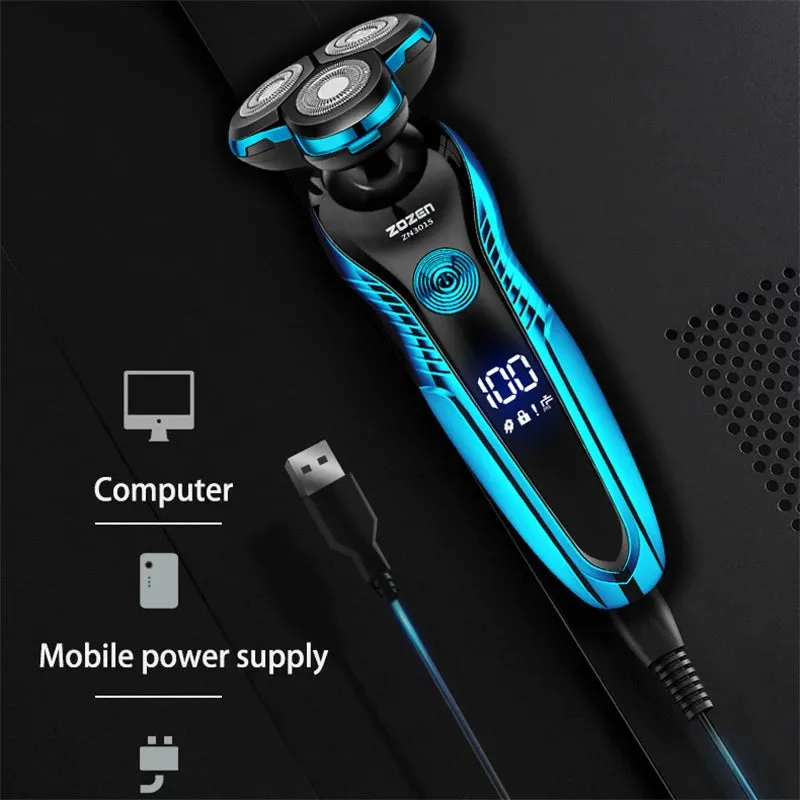 ZOZEN Electric Shaver Washable Rechargeable Electric Razor Body Hair Shaving Machine for Men Beard Trimmer Wet-Dry Use ZN3015